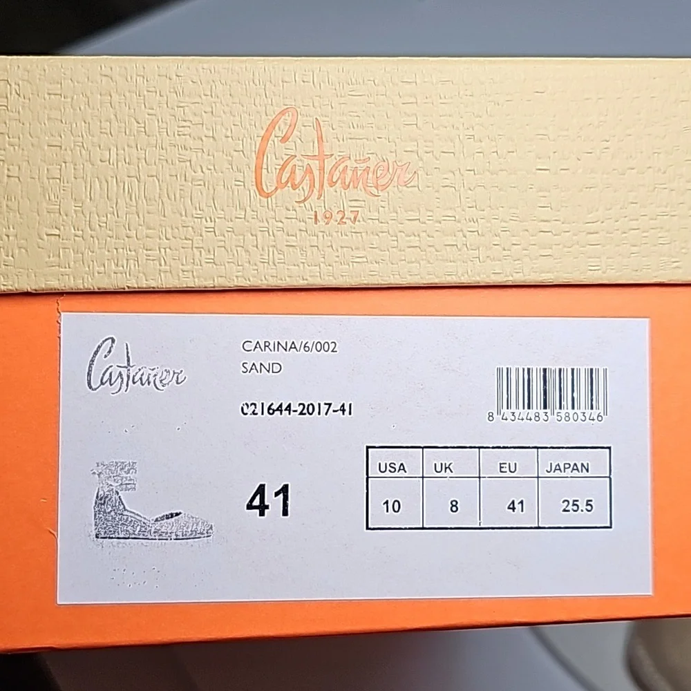 Castañer Carina Espadrille Wedge Sandals Ankle Tie Spain EU 41 US 10 NIB Neutral